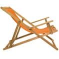Charles Bentley Folding FSC Eucalyptus Wooden Deck Chair - Orange